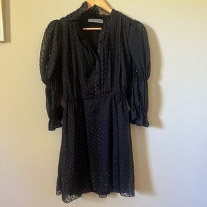 PHILOSOPHY DI LORENZO SERAFINI $1,022 Black Polka Dot Fil Coupe Mini Dress 40